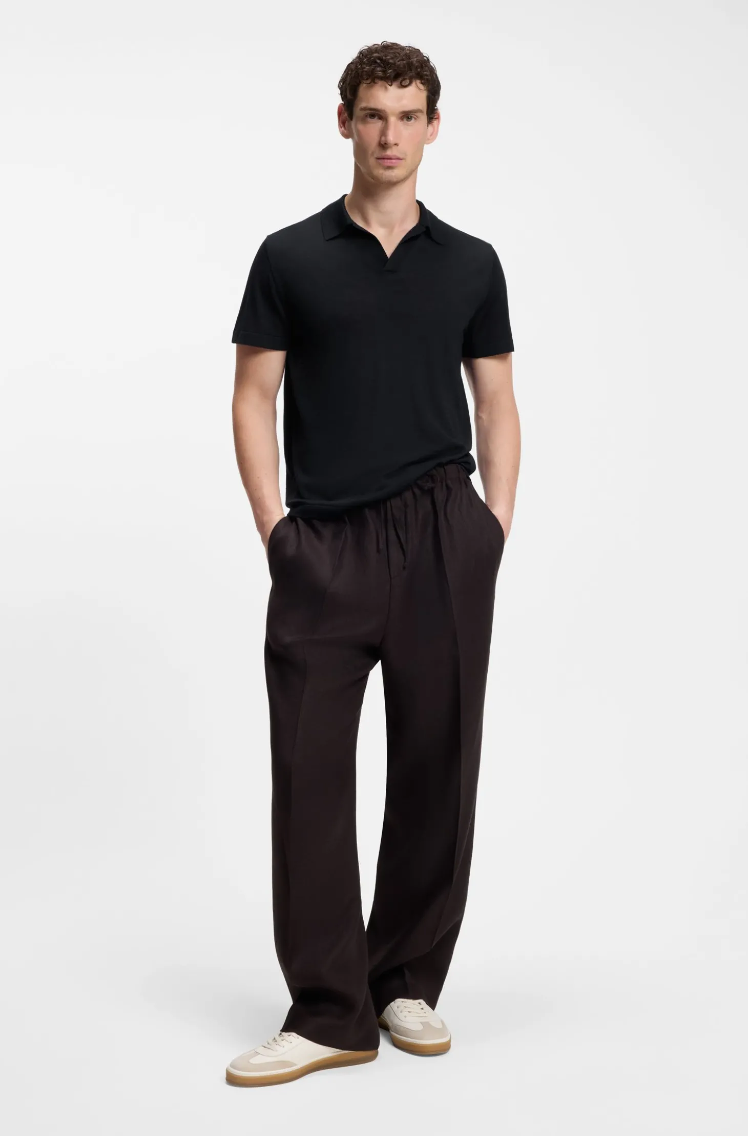 BOSS BY BECKHAM Strick-Polo aus Schurwolle