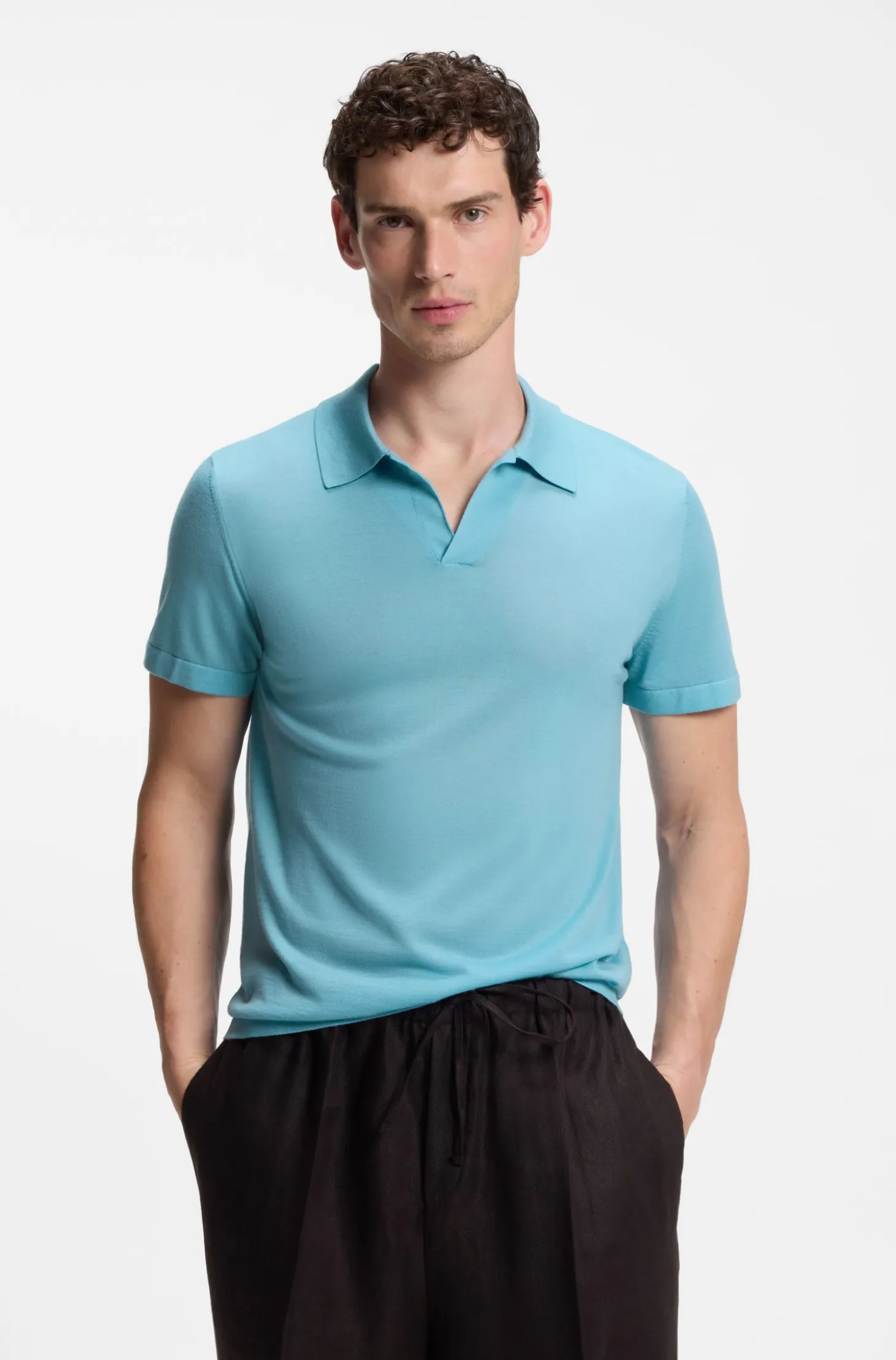 BOSS BY BECKHAM Strick-Polo aus Schurwolle