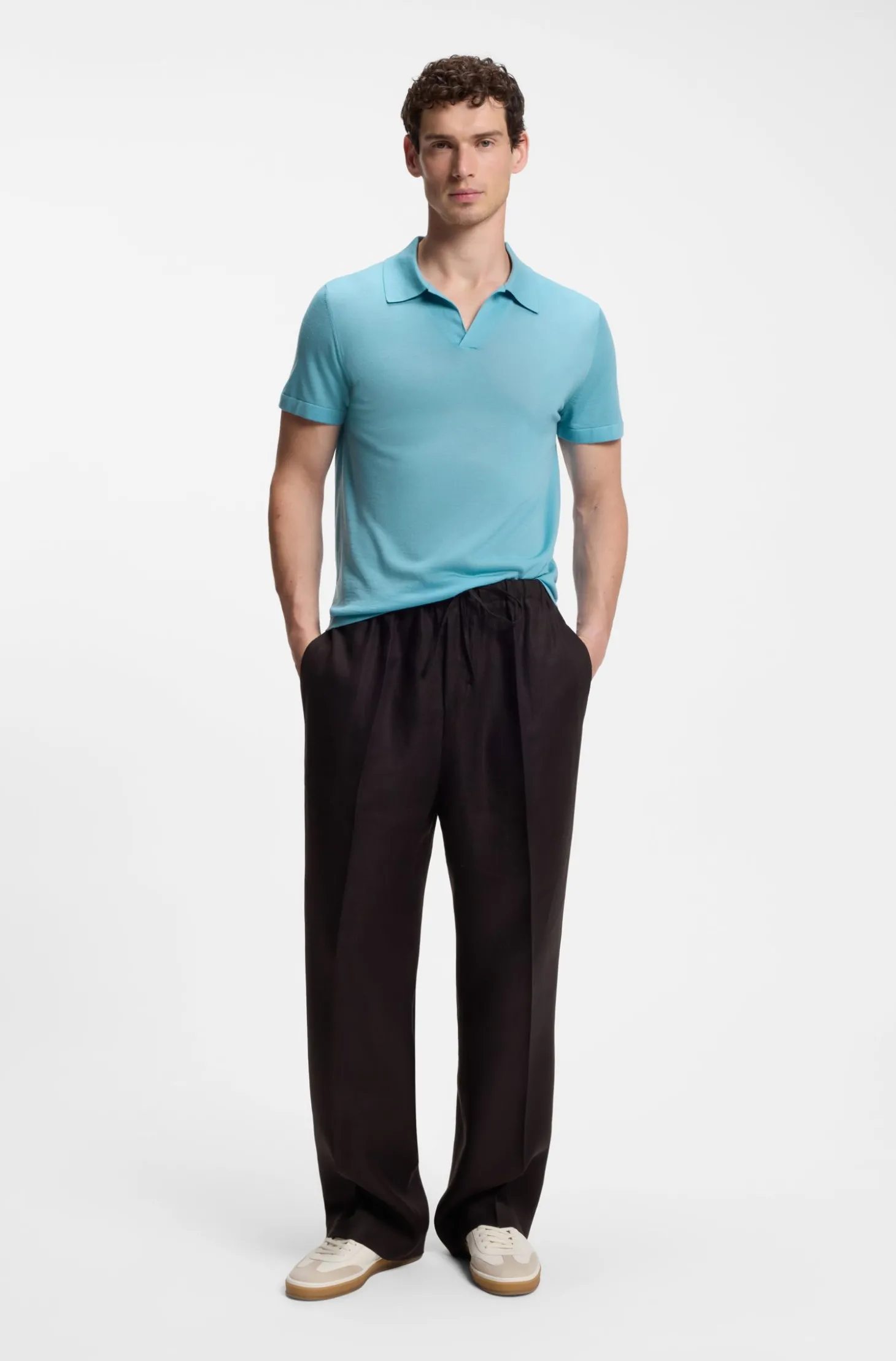 BOSS BY BECKHAM Strick-Polo aus Schurwolle