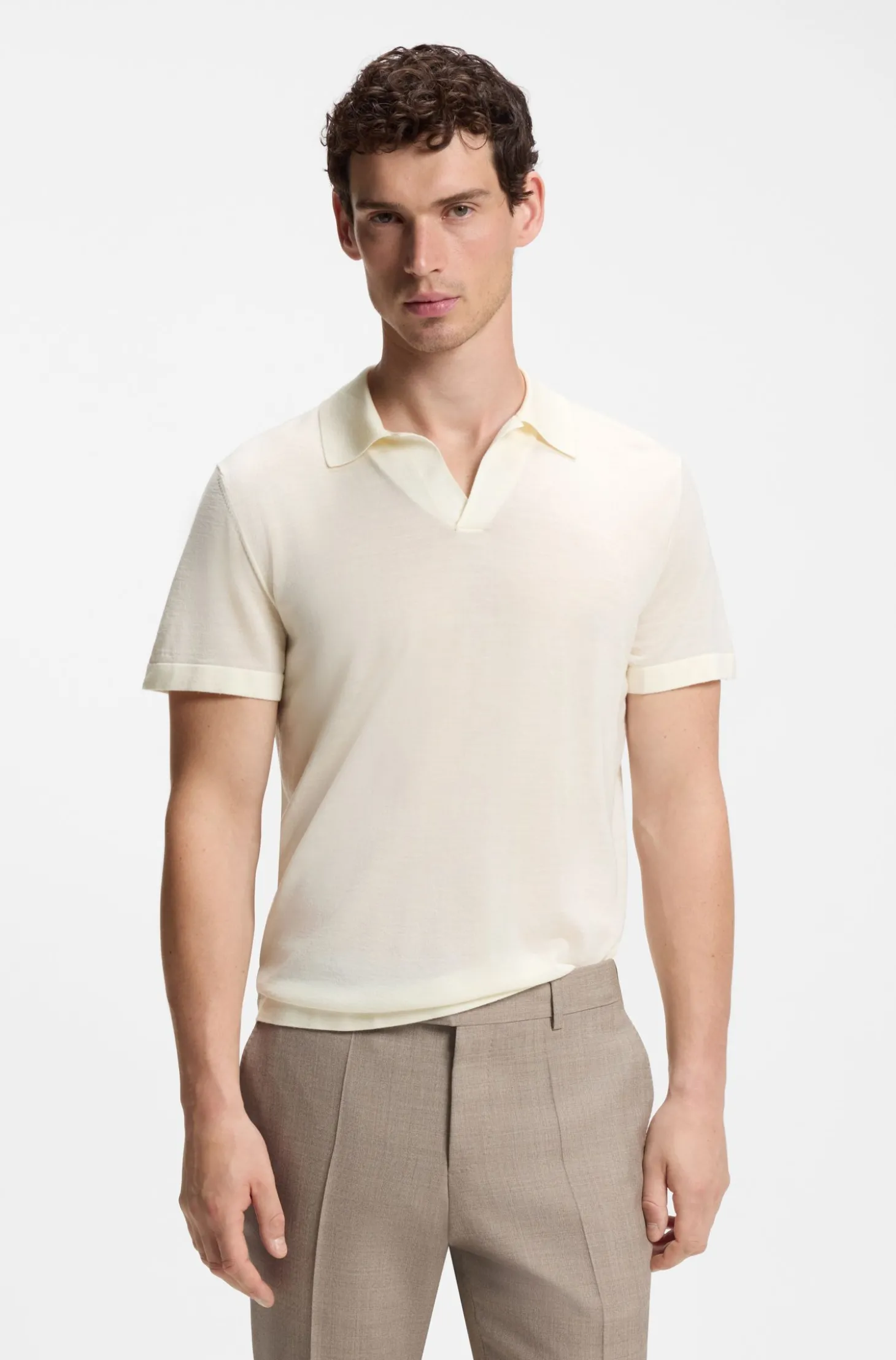 BOSS BY BECKHAM Strick-Polo aus Schurwolle