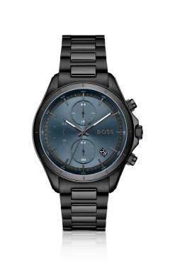 BOSSLETIC schwarz beschichtete Uhr mit blauem Zifferblatt