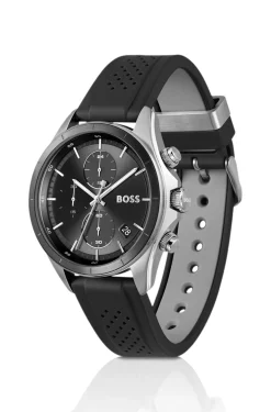 BOSSLETIC Uhr aus Edelstahl mit perforiertem Silikonarmband