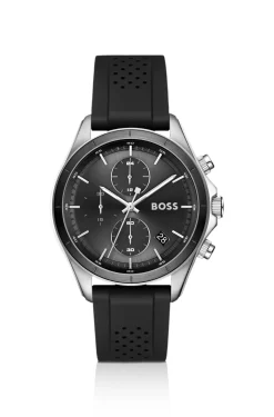 BOSSLETIC Uhr aus Edelstahl mit perforiertem Silikonarmband