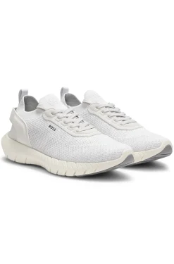 BOSS-MOTION Sneakers aus Strick mit Leder-Details