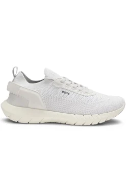 BOSS-MOTION Sneakers aus Strick mit Leder-Details