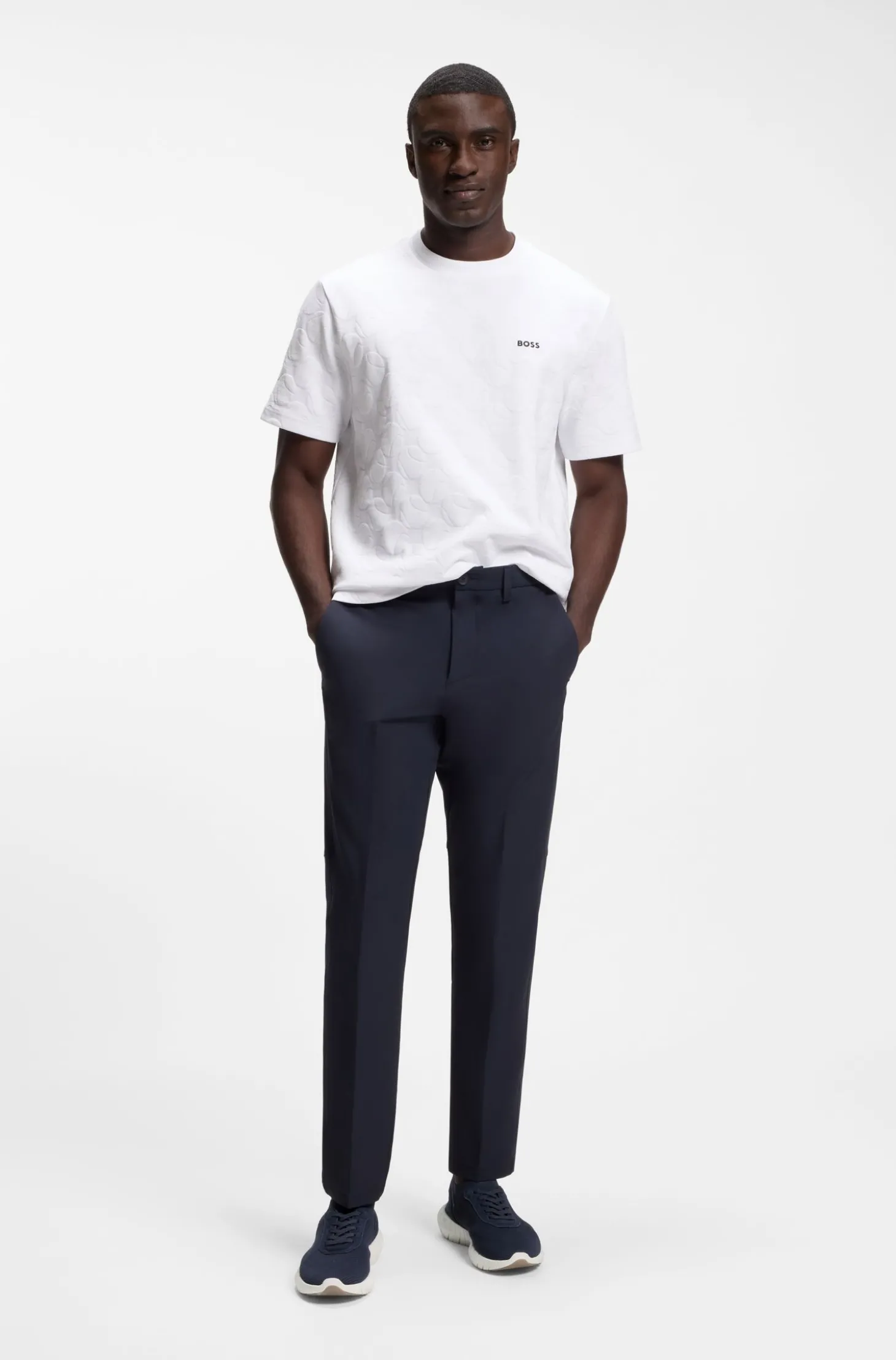 BOSS-MOTION Sneakers aus Strick mit Leder-Details