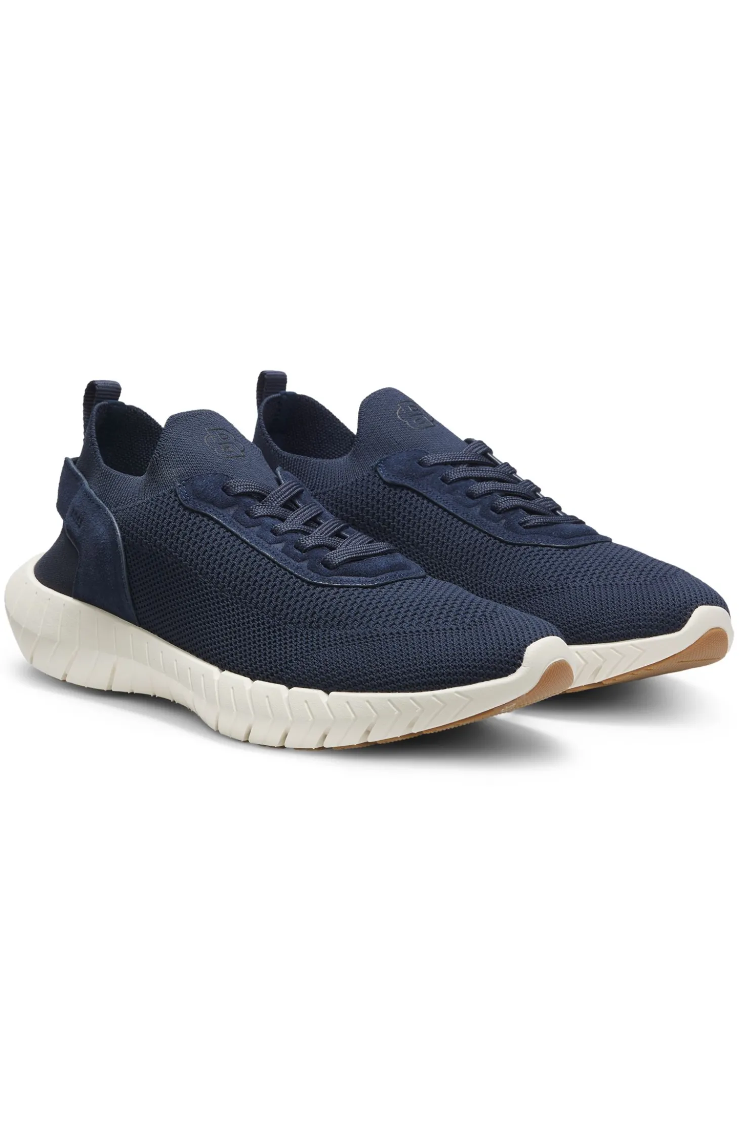 BOSS-MOTION Sneakers aus Strick mit Leder-Details
