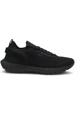 BOSS-MOTION Sneakers aus Strick mit Leder-Details
