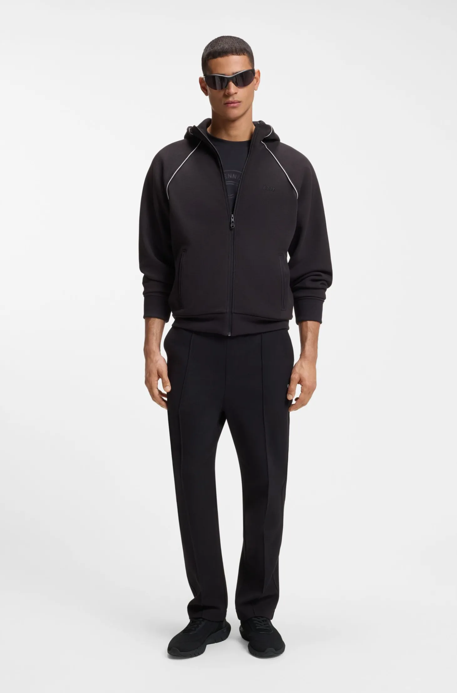 BOSS-MOTION Sneakers aus Strick mit Leder-Details