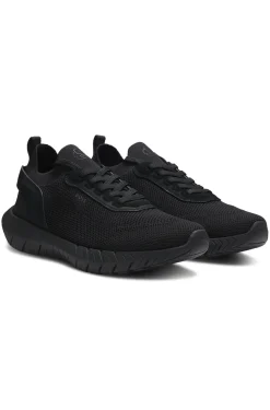 BOSS-MOTION Sneakers aus Strick mit Leder-Details
