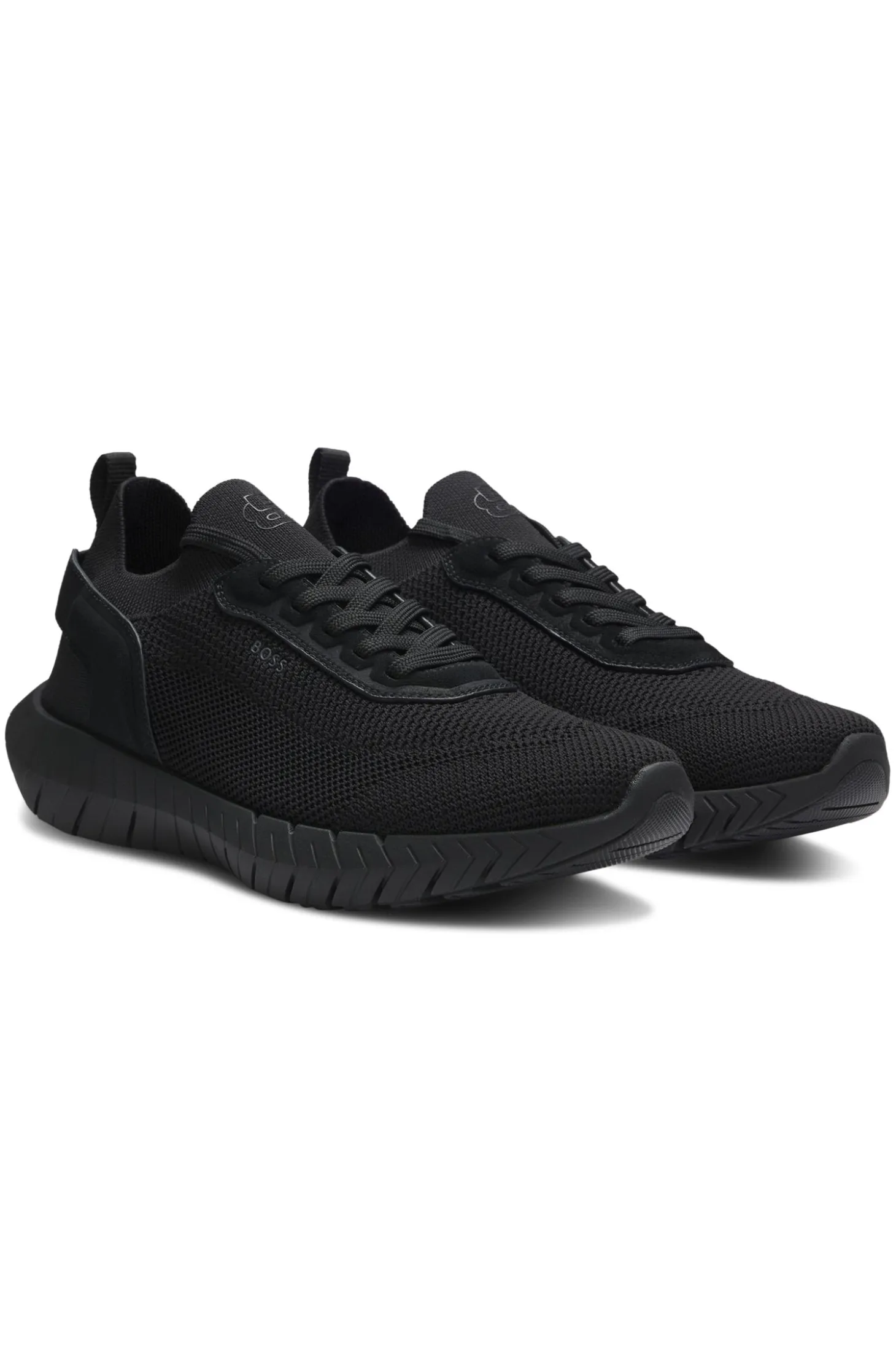 BOSS-MOTION Sneakers aus Strick mit Leder-Details