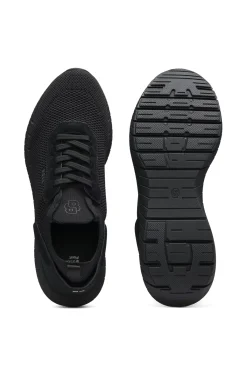BOSS-MOTION Sneakers aus Strick mit Leder-Details