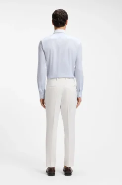 BOSS ONE Gestreiftes Slim-Fit Hemd aus Baumwoll-Twill