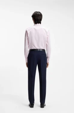 BOSS ONE Gestreiftes Slim-Fit Hemd aus Baumwoll-Twill