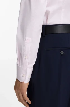 BOSS ONE Gestreiftes Slim-Fit Hemd aus Baumwoll-Twill