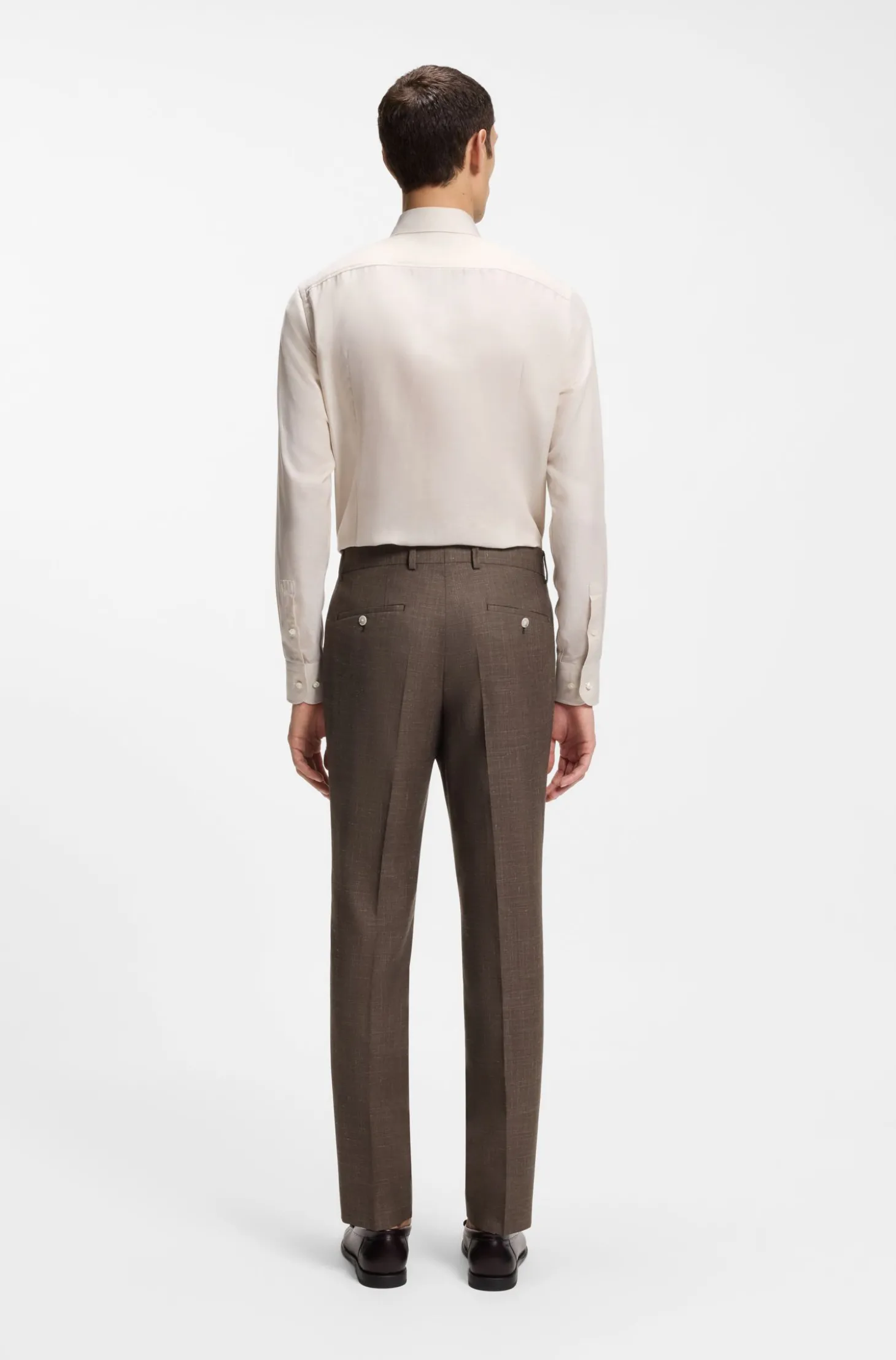BOSS ONE Slim-Fit Anzughose aus Wolle, Seide und Leinen