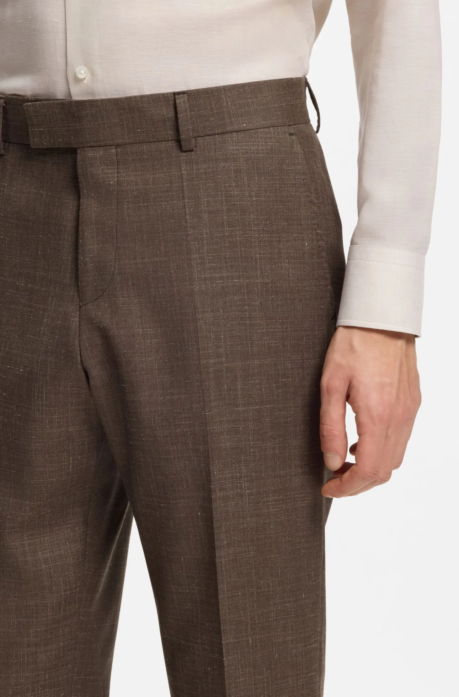 BOSS ONE Slim-Fit Anzughose aus Wolle, Seide und Leinen