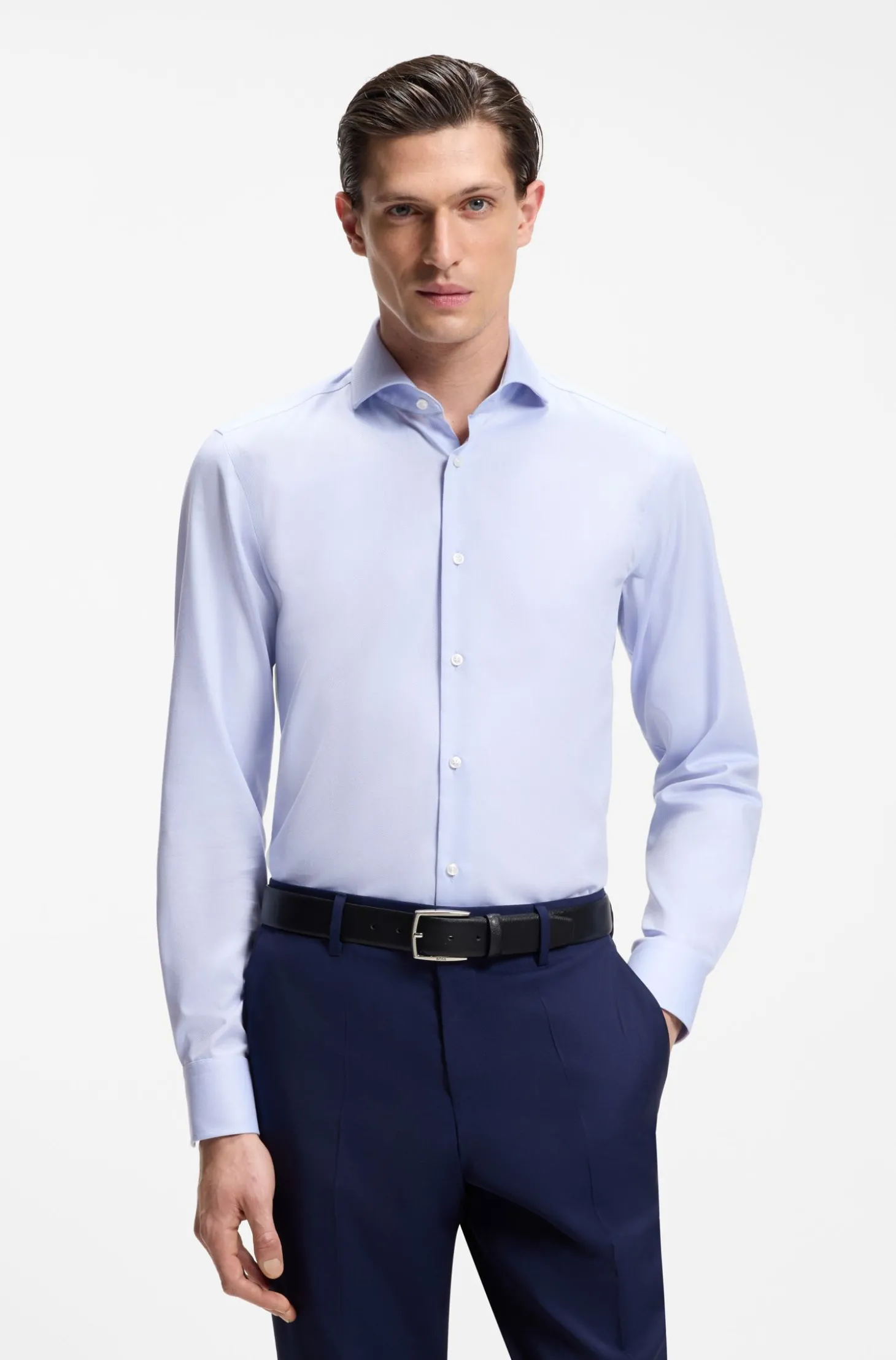 BOSS ONE Slim-Fit Hemd aus knitterfreier Oxford-Baumwolle
