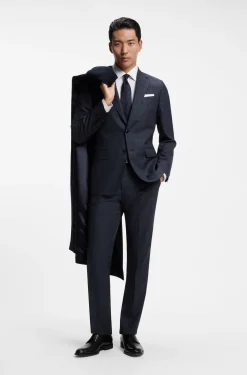 BOSS ONE Slim-Fit Zweiteiler aus karierter Schurwolle