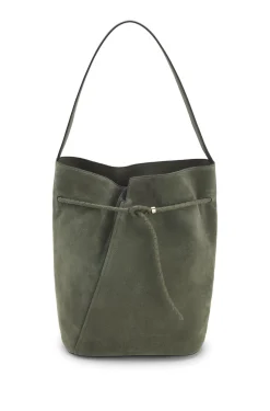 BOSS REVERS Beuteltasche aus Veloursleder mit geflochtenem Gurt