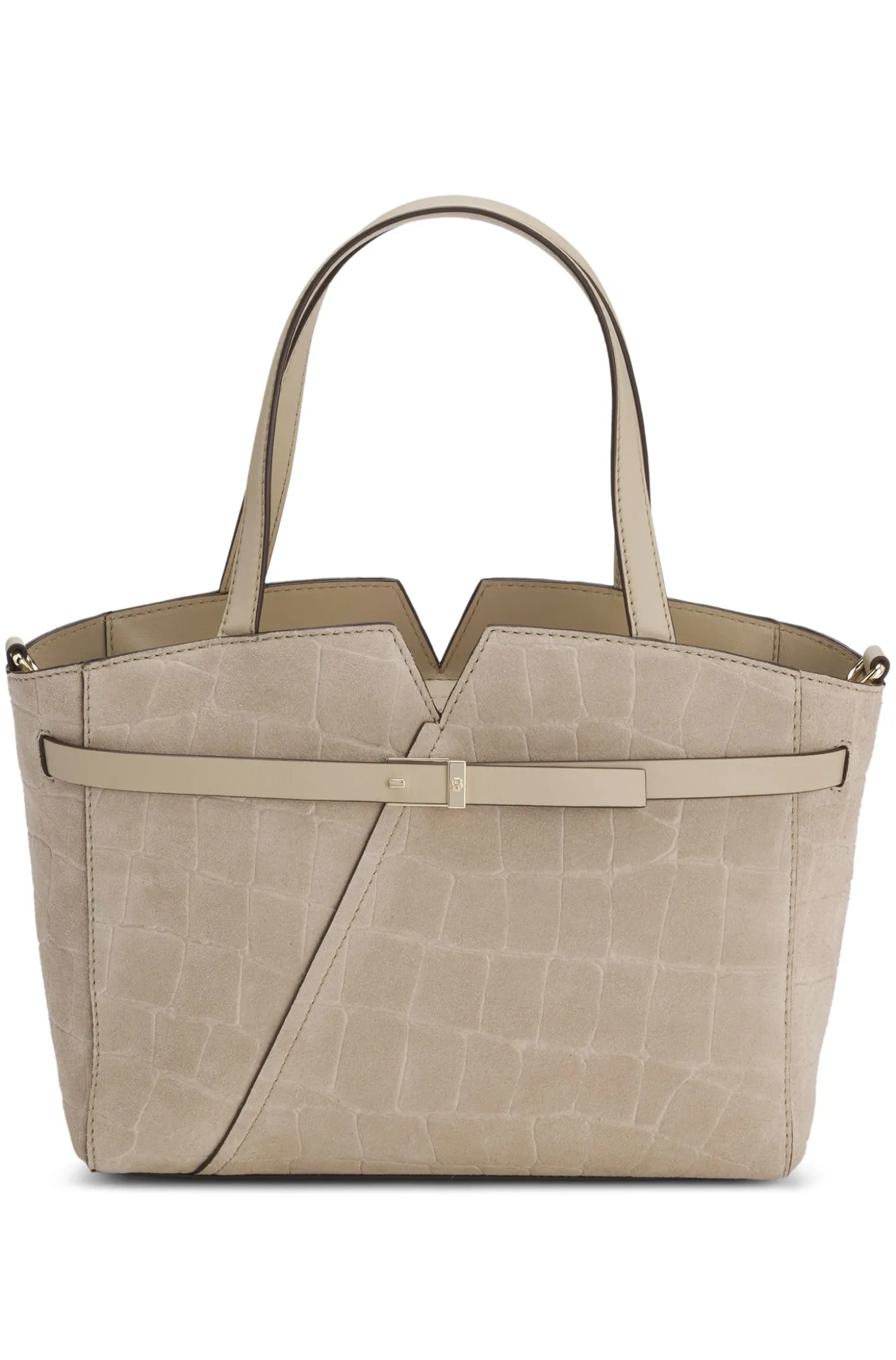 BOSS Revers Tote Bag aus bedrucktem Veloursleder mit Gürteldetail