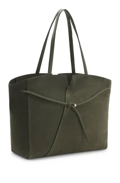 BOSS REVERS Tote Bag aus Veloursleder mit geflochtenem Gurt