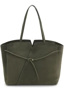 BOSS REVERS Tote Bag aus Veloursleder mit geflochtenem Gurt