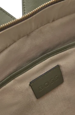 BOSS REVERS Tote Bag aus Veloursleder mit geflochtenem Gurt