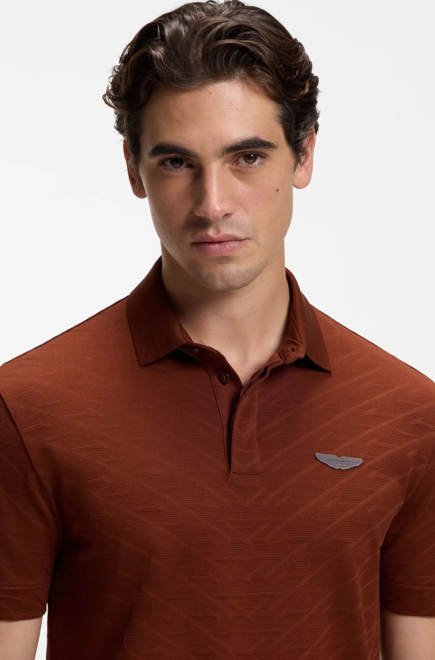 BOSS x ASTON MARTIN Poloshirt aus mercerisiertem Baumwoll-Jacquard
