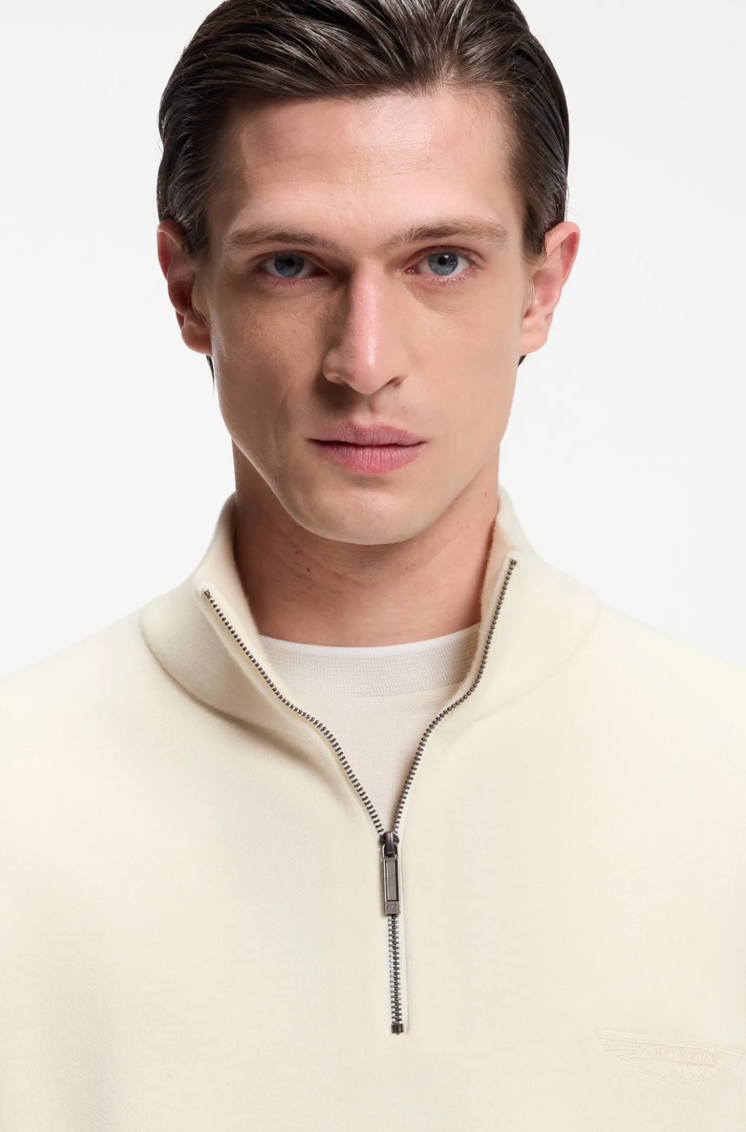 BOSS x ASTON MARTIN Pullover aus Schurwolle mit Troyerkragen