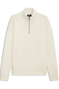 BOSS x ASTON MARTIN Pullover aus Schurwolle mit Troyerkragen