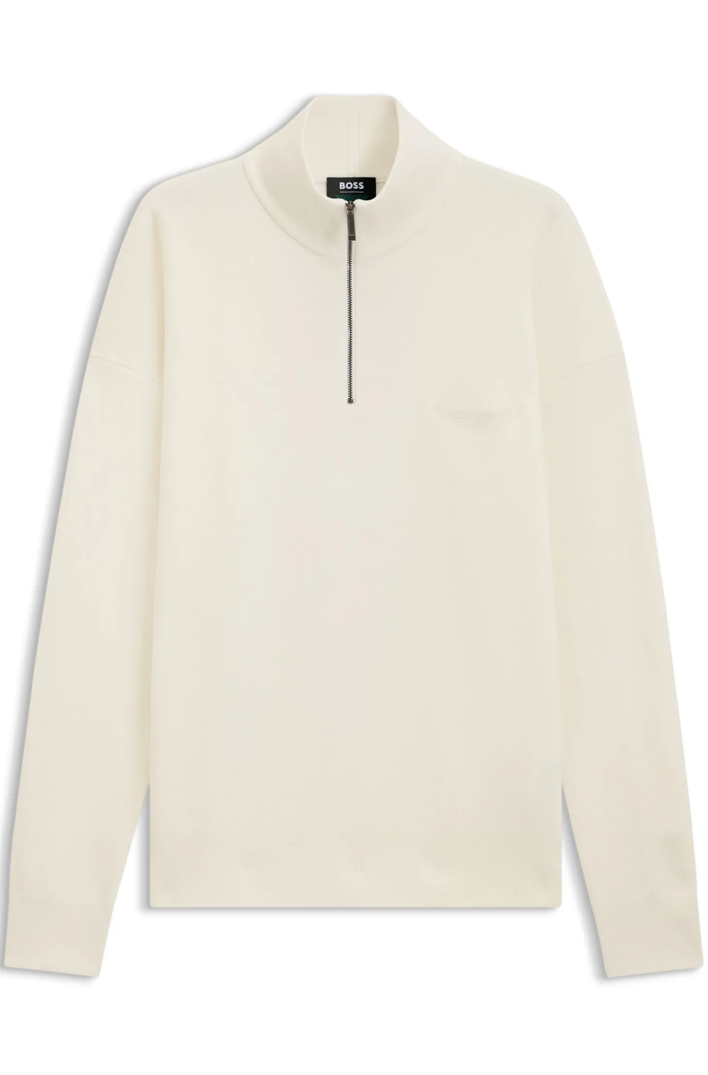 BOSS x ASTON MARTIN Pullover aus Schurwolle mit Troyerkragen