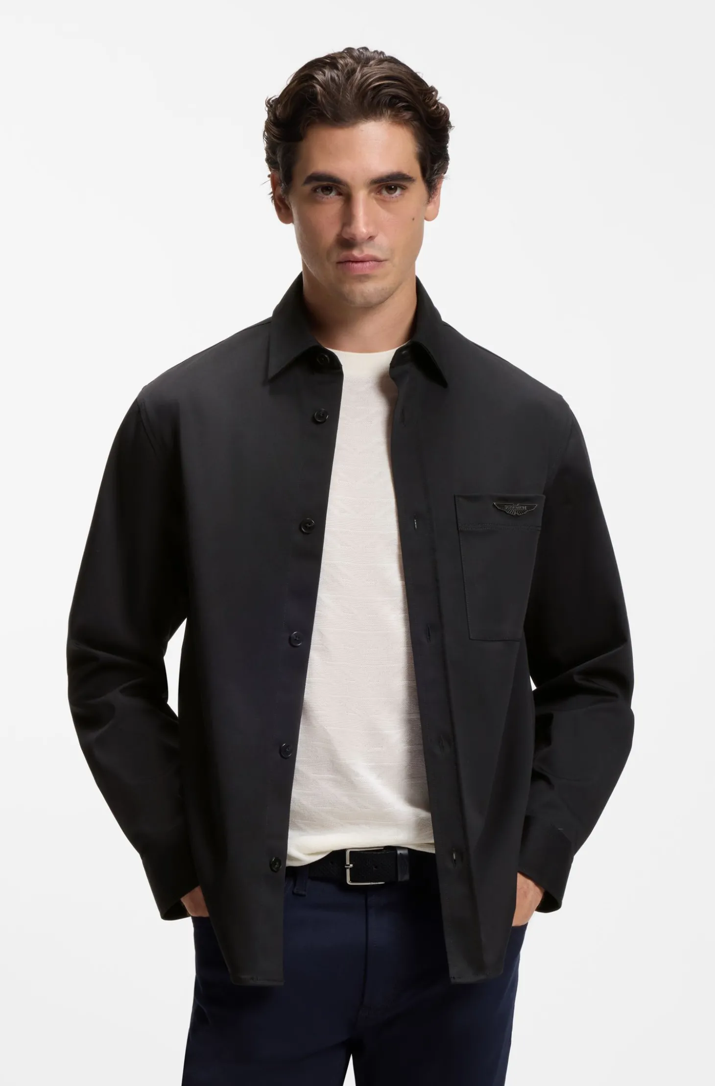 BOSS x ASTON MARTIN Relaxed-Fit Overshirt aus Stretch-Baumwolle