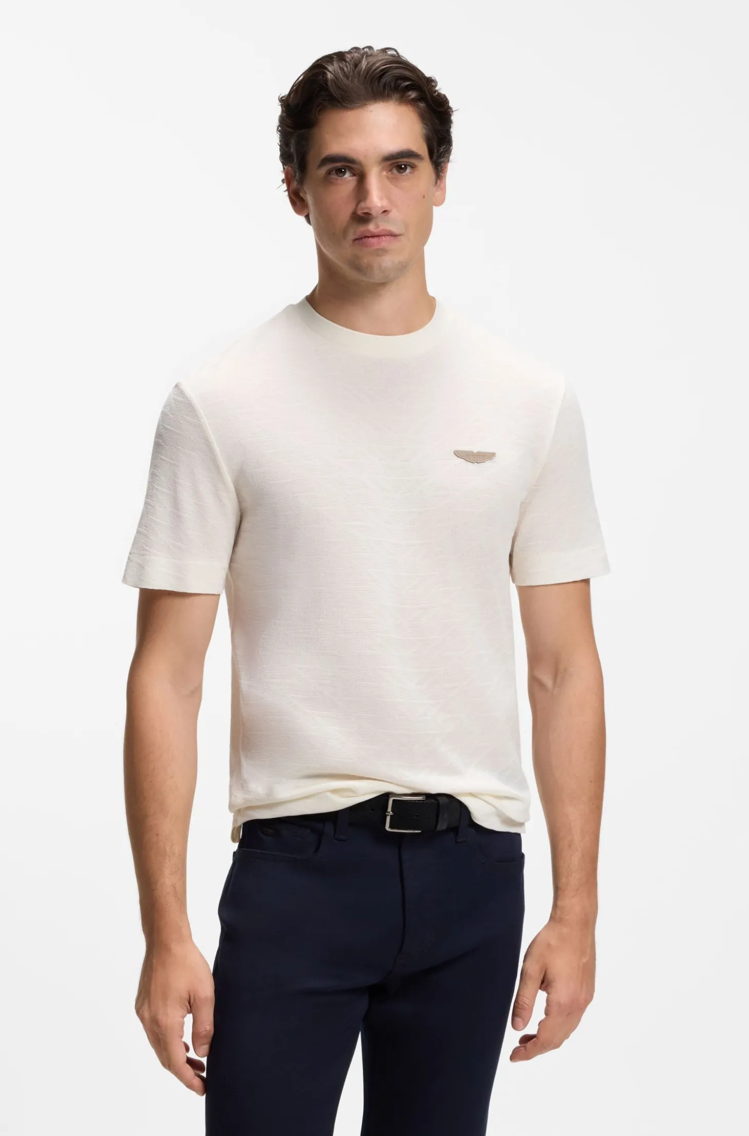BOSS x ASTON MARTIN T-Shirt aus merzerisiertem Baumwoll-Jacquard