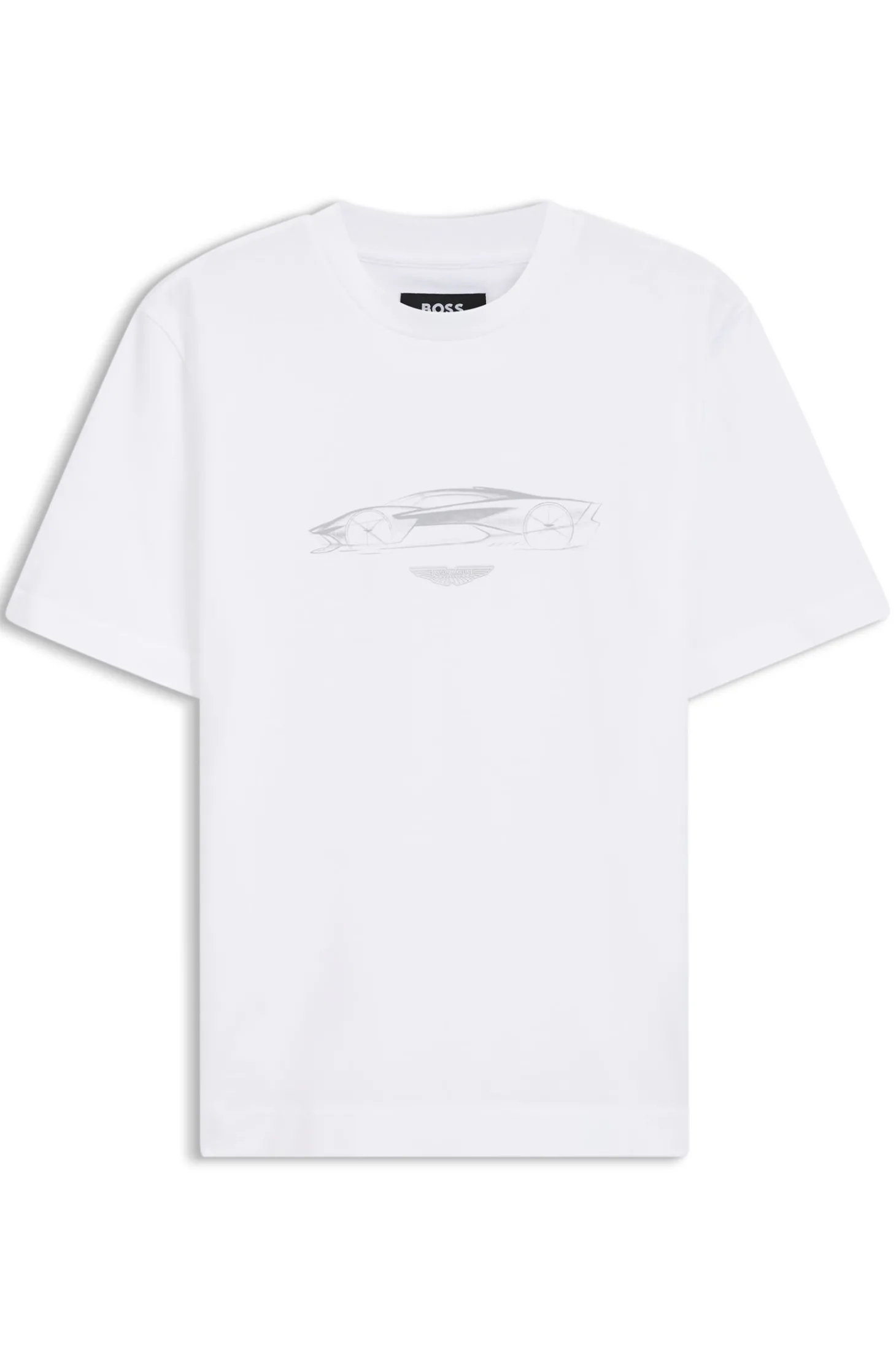 BOSS x ASTON MARTIN T-Shirt aus Baumwolle mit Auto-Grafik