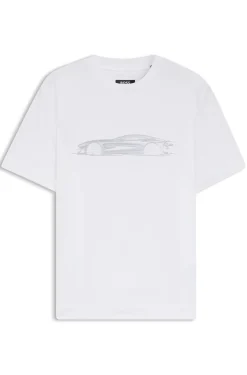BOSS x ASTON MARTIN T-Shirt aus merzerisierter Baumwolle mit Auto-Artwork