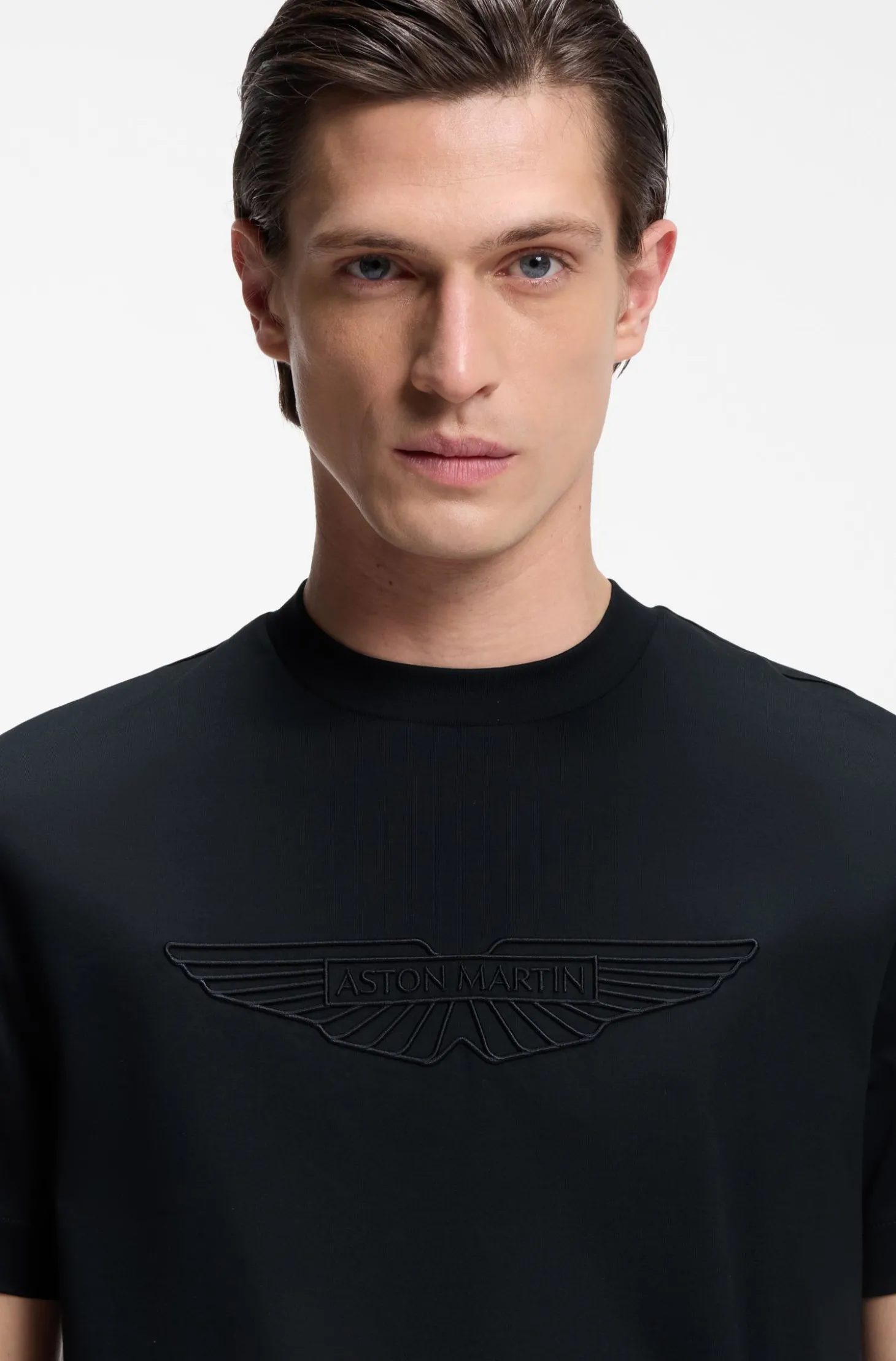 BOSS x ASTON MARTIN T-Shirt aus merzerisierter Baumwolle mit Flügel-Detail