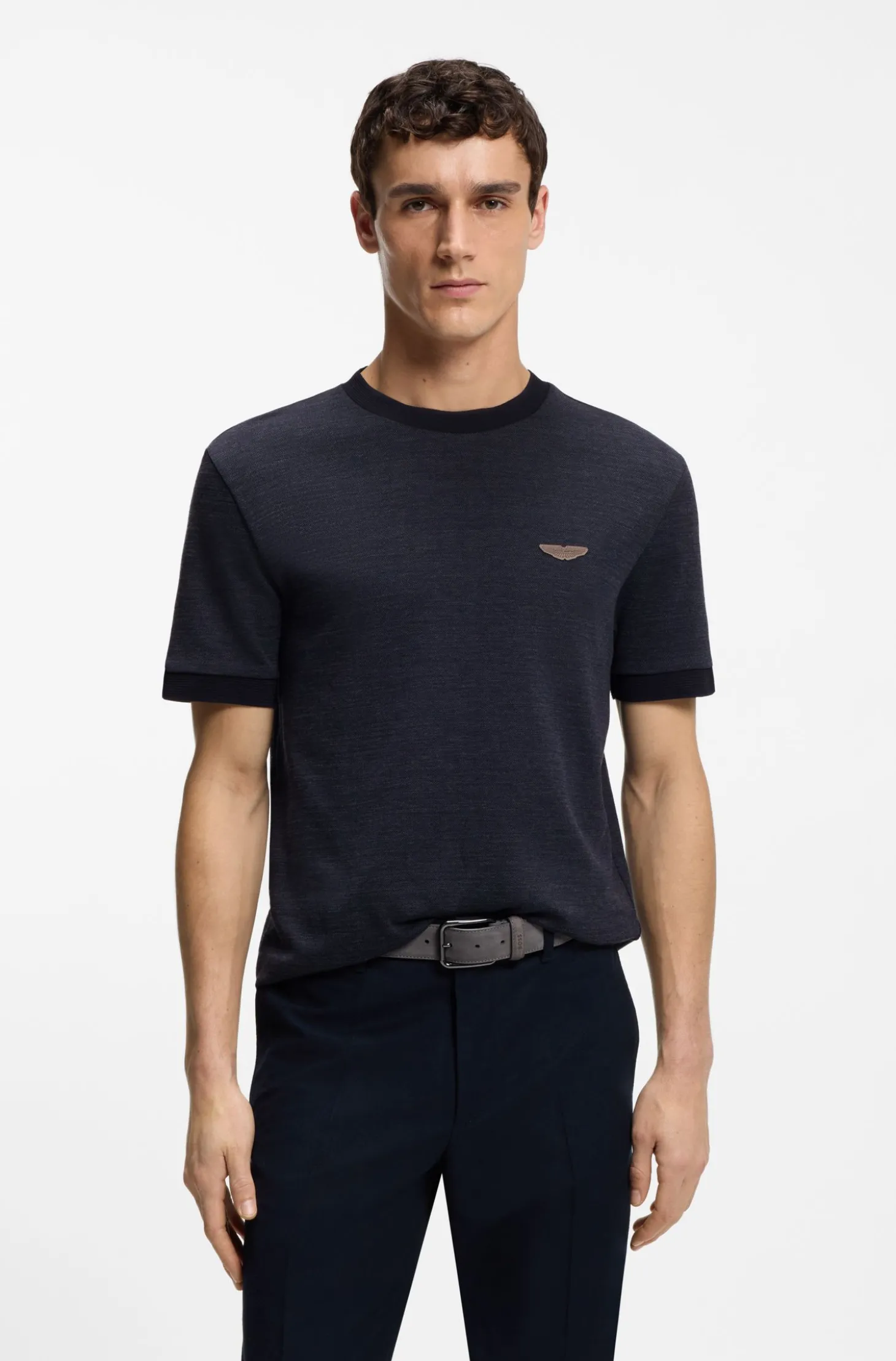 BOSS x ASTON MARTIN T-Shirt aus Wolle-Baumwoll-Jacquard