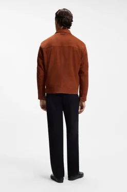 BOSS x ASTON MARTIN Velourslederjacke