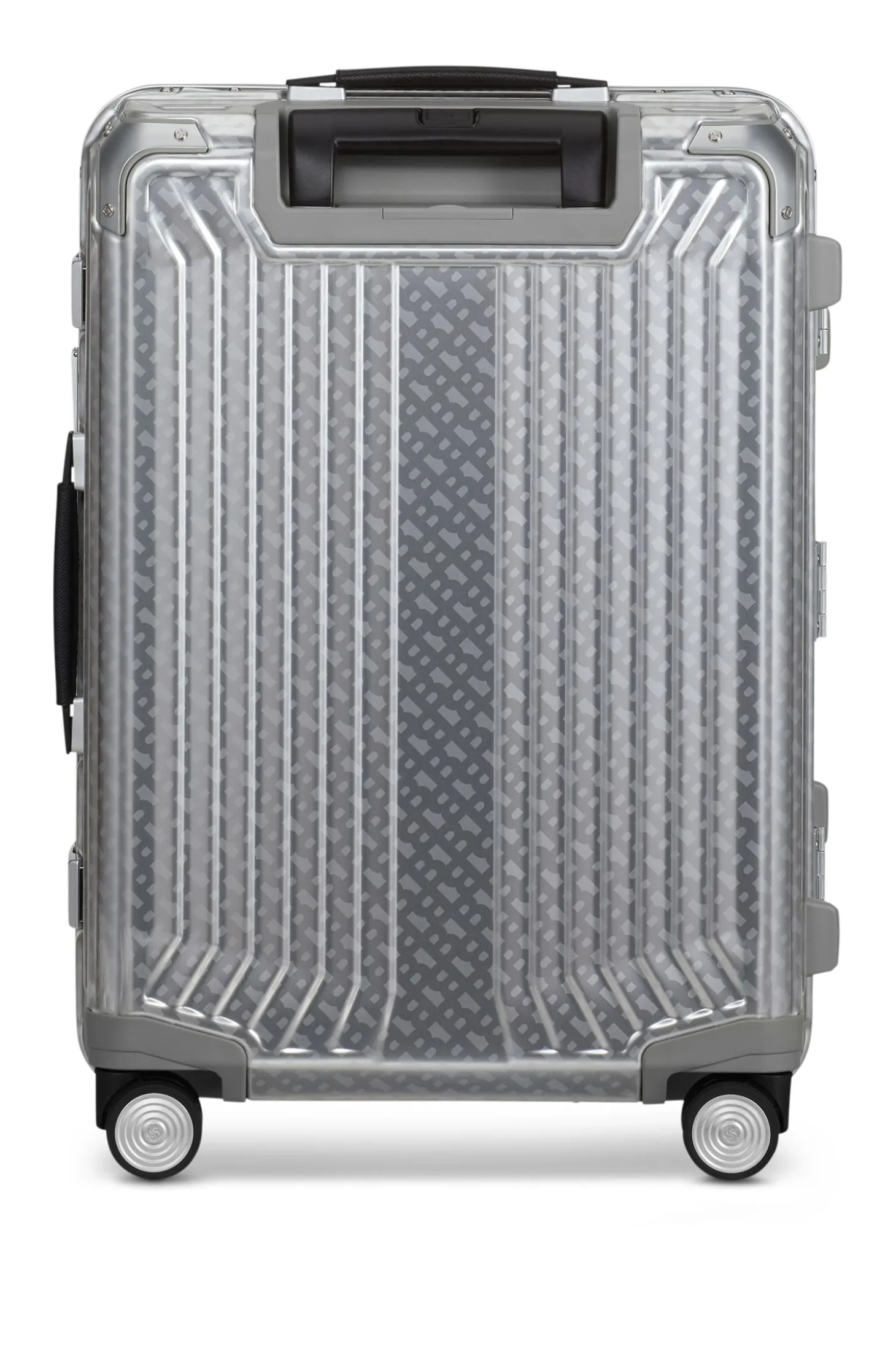 BOSS x Samsonite Handgepäcktrolley aus silberfarbenem Aluminium 55 cm