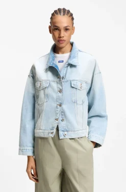 Boxy-Fit Jacke aus festem blauem Denim
