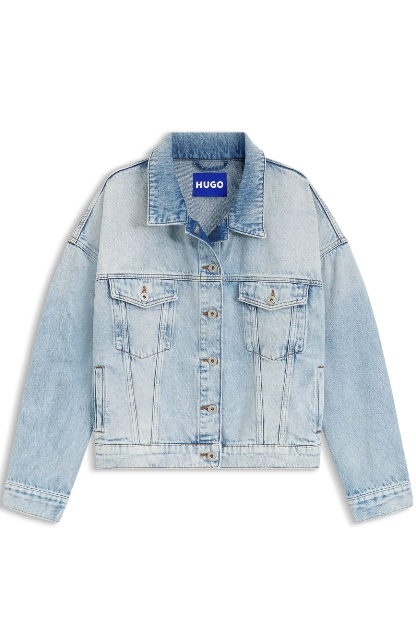 Boxy-Fit Jacke aus festem blauem Denim