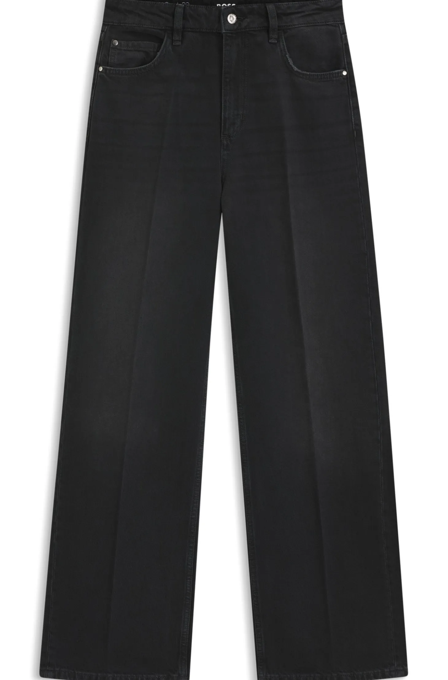 Boyfriend-Fit Jeans aus festem grauem Denim