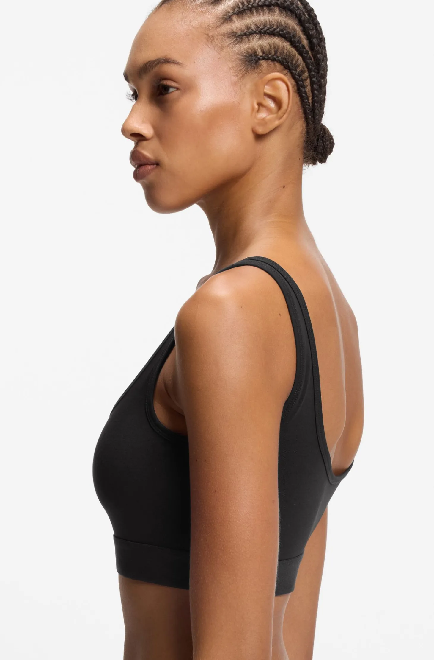 Bralette aus Stretch-Baumwolle mit rotem Logo-Label