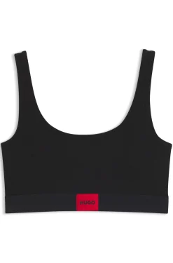 Bralette aus Stretch-Baumwolle mit rotem Logo-Label