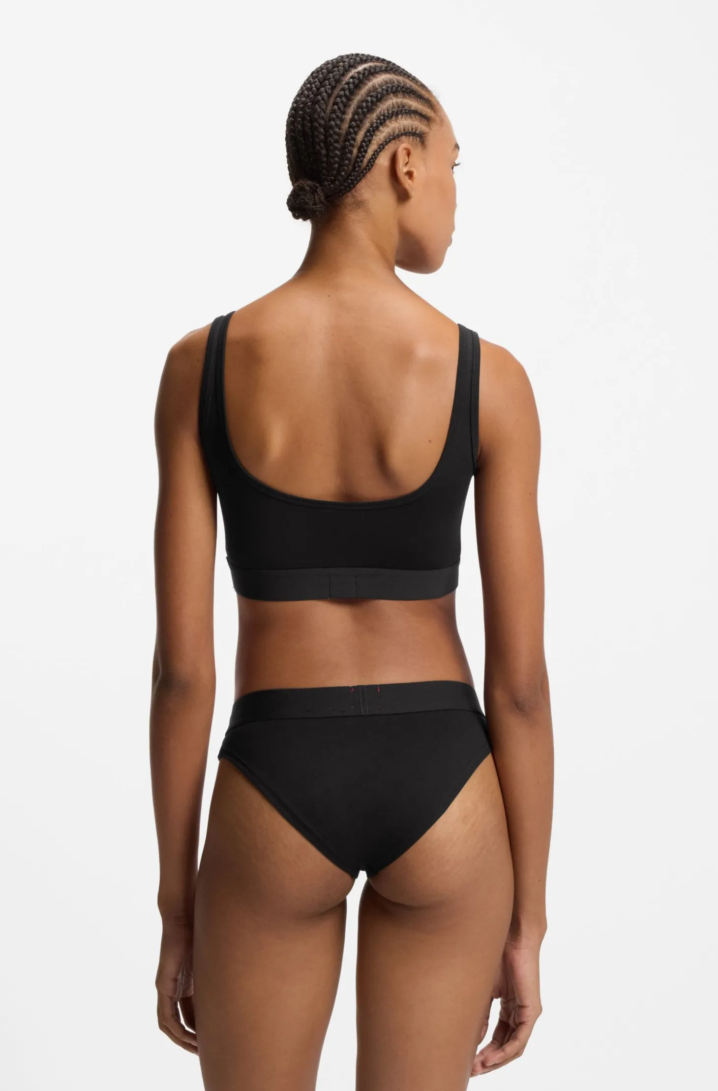 Bralette aus Stretch-Baumwolle mit rotem Logo-Label