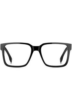 Brillenfassung aus schwarzem Acetat mit Logo-Plakette