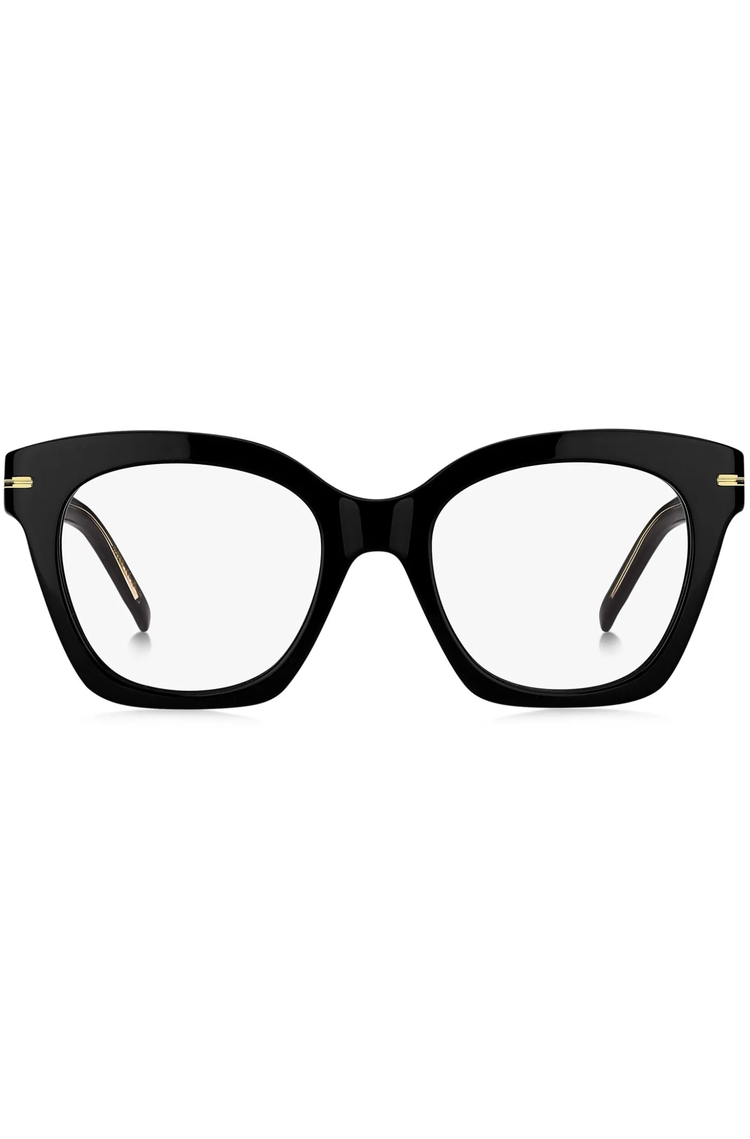 Brillenfassung aus schwarzem Acetat mit goldfarbenen Metalldetails