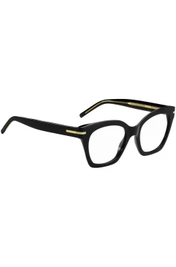 Brillenfassung aus schwarzem Acetat mit goldfarbenen Metalldetails