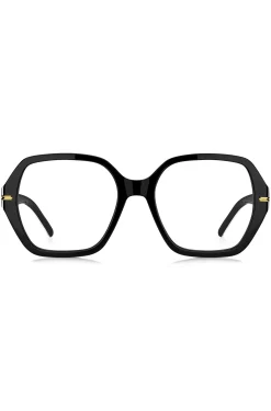 Brillenfassung aus schwarzem Acetat mit weißen Details